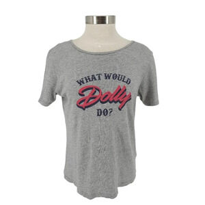 Draper James Dolly Parton Tee Shirt Gray Short Sleeve Graphic Top